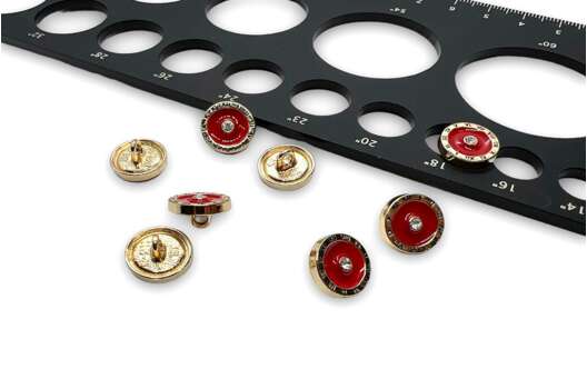 Пуговица металлическая на ножке, красная/золото, 11 мм, L1145/9