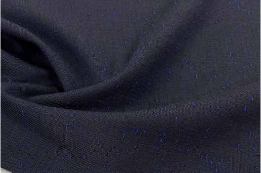 Костюмная шерсть, темно-синяя, синие брызги, Италия (ОСТАТОК)