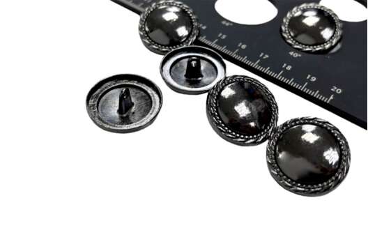 Пуговица металлическая C-ME330, темный никель, на ножке, 25 мм