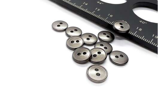 Пуговица пластиковая 2 прокола, C-NE78, никель, 10 мм