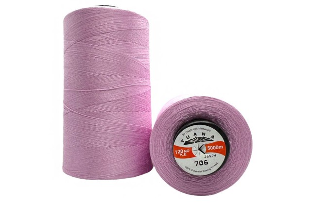 Нитки швейные универсальные Tuana №120 (5000 м) цвет 706 розовый