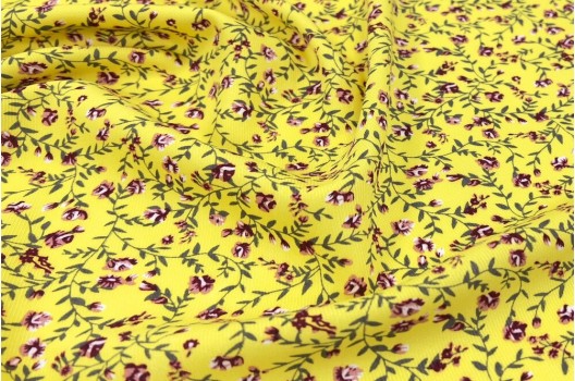 Штапель твил, Плетистые розочки на темно-желтом фоне