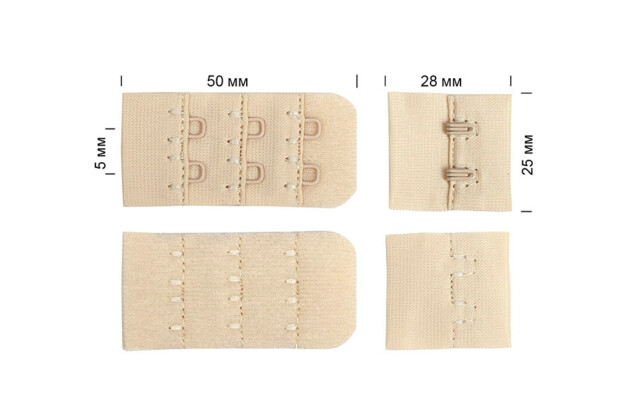 Застежка с крючками 3х2, бежевая
