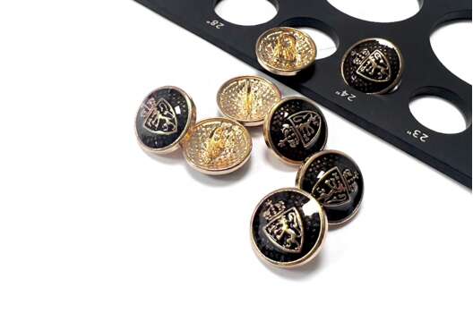 Пуговица металлическая C-ME332, цвет золото, на ножке, 15 мм