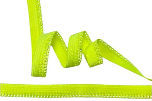 Резинка бельевая (ажурная) 10 мм, зелено-желтый неон