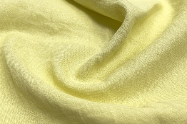 Лен костюмный с эффектом мятости 08С341, светло-желтый 1