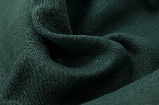 Лен костюмный с эффектом мятости 4С33 (1330), темно-зеленый