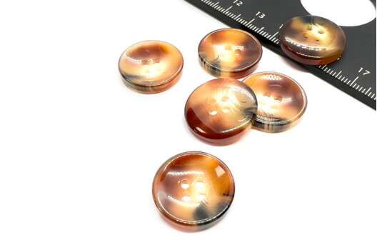 Пуговица пластиковая J.2010, 4 прокола, коричневая, 21.6 мм