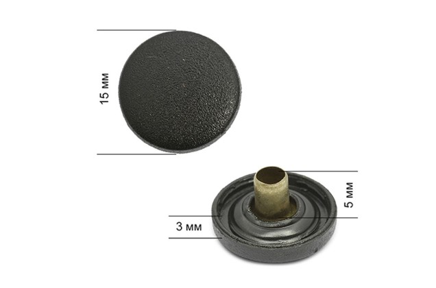 Кнопки установочные New Star ALFA (S-образная) 15 мм, черные с черной шляпкой 1