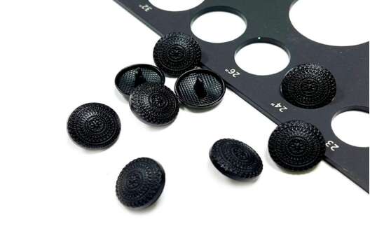 Пуговица металлическая С-ME315, черная, на ножке, 15 мм