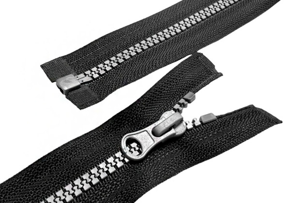 Молния трактор MaxZipper, 70 см, тип 5, черная с серым, разъемная