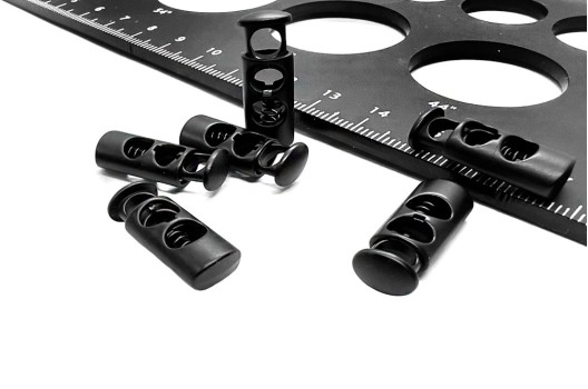 Фиксатор для шнура, металлический, матовый черный, 7.8х22 мм