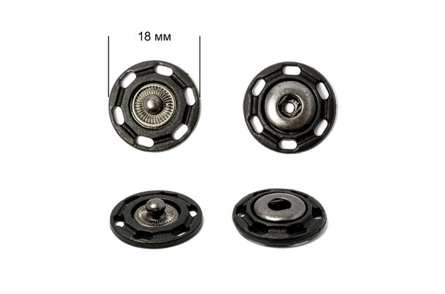 Кнопка пришивная 18 мм, пластик латунь, черный никель