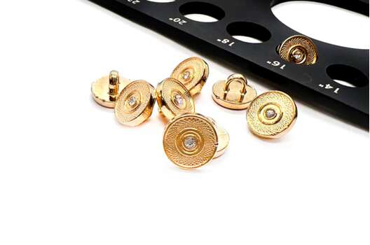 Пуговица металлическая TBY.F312, золотая, на ножке, 10 мм