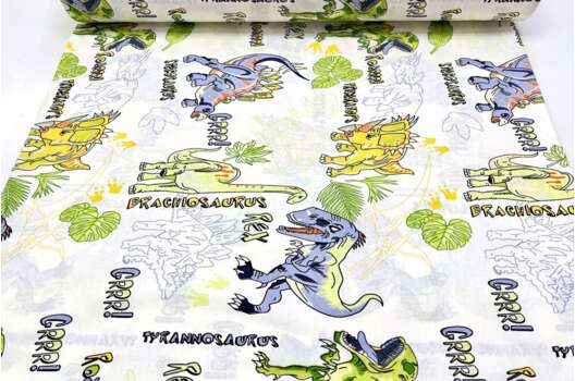 Ранфорс (поплин LUX) 240 см, Динозавры на охоте