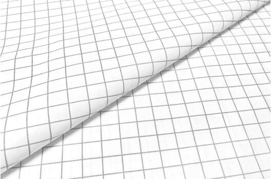 Ранфорс (поплин LUX) 240 см, Светло-серая клетка 2х2 см на белом