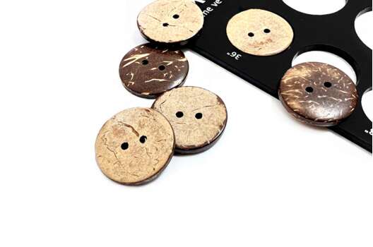 Пуговица кокос KO01, 2 прокола, деревянная, 23 мм