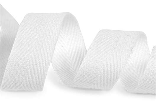 Тесьма киперная, 20 мм, плотная, белая (101)