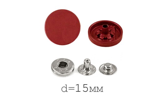 Кнопки установочные KP01, никель с красной шляпкой, 15 мм