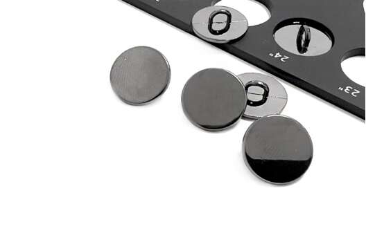 Пуговица металлическая на ножке ME346, черный никель глянец, 15 мм