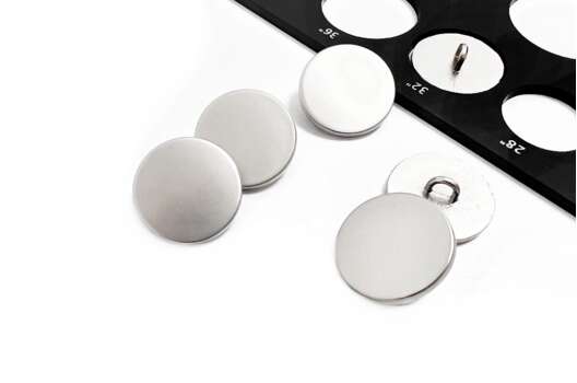 Пуговица металлическая на ножке ME346, серебро матовое, 20 мм