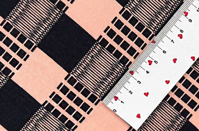 Штапель, Абстрактная клетка 3х3 см, черно-пудровая, Турция 2