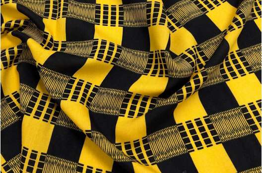 Штапель, Абстрактная клетка 3х3 см, черно-желтая, Турция