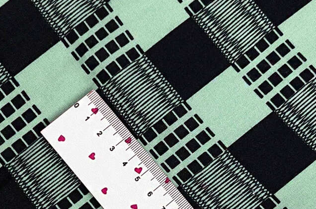 Штапель, Абстрактная клетка 3х3 см, черно-мятная, Турция 2