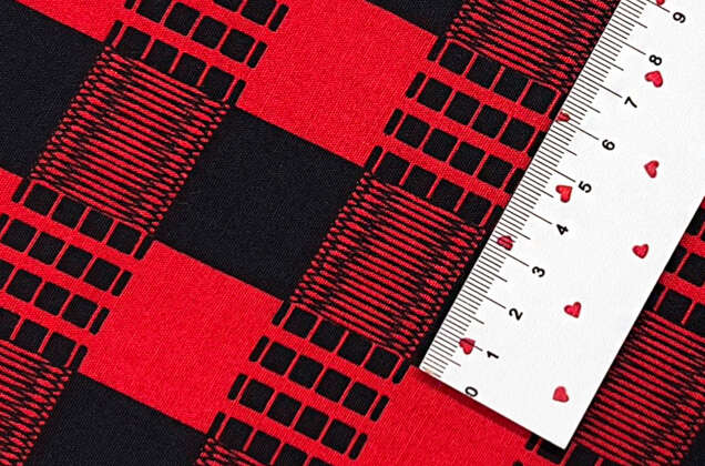 Штапель, Абстрактная клетка 3х3 см, черно-красная, Турция 2