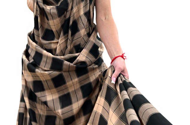 Штапель, Клетка крупная 5х5 см, черно-бежевая, Турция 3