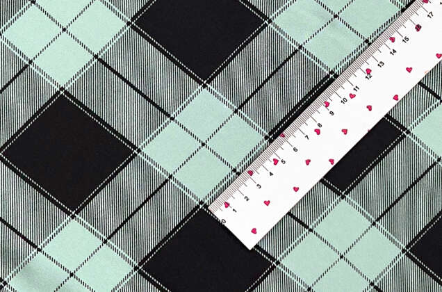 Штапель, Клетка крупная 5х5 см, черно-мятная, Турция 1