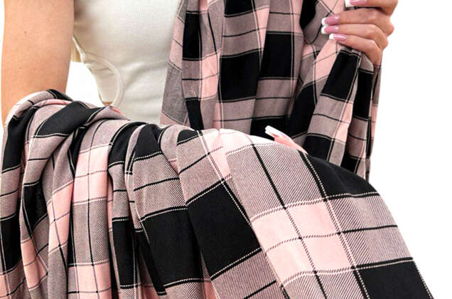 Штапель, Клетка крупная 5х5 см, черно-розовая, Турция 3