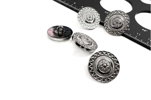 Пуговица пластиковая на ножке NE193, никель, 21 мм