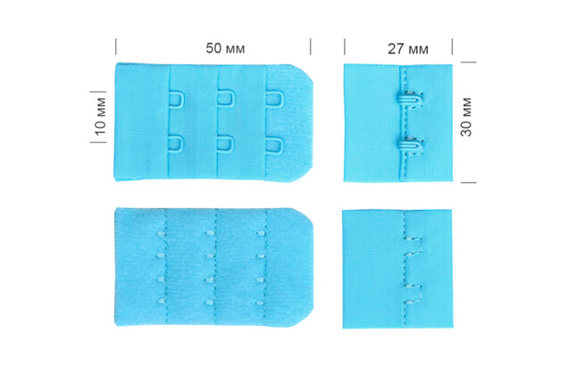 Застежка с крючками 3х2, небесно-голубая (A2201)