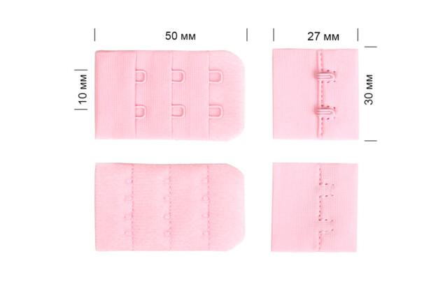 Застежка с крючками 3х2, нежно-розовая (F133)