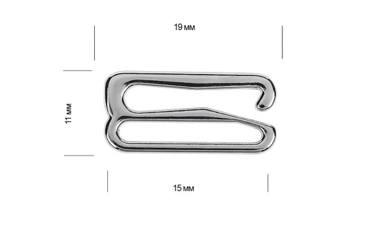 Крючок для бюстгальтера, металл, никель, 15 мм