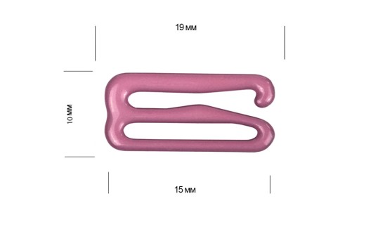 Крючок для бюстгальтера, металл, розовый рубин (S256), 15 мм