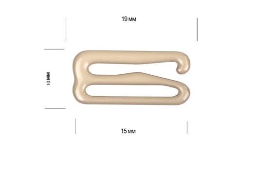 Крючок для бюстгальтера, металл, бежевый (8262), 15 мм