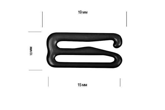 Крючок для бюстгальтера, металл, черный, 15 мм