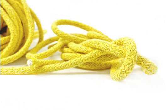 Шнур круглый, с наполнителем, х/б, вязаное плетение, 8 мм, желтый (026И)