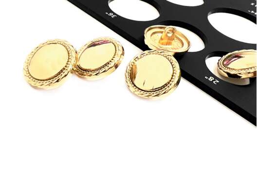 Пуговица металлическая на ножке ME330, золотая, 18 мм