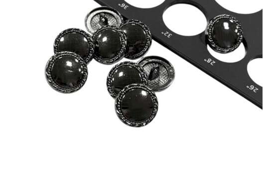 Пуговица металлическая на ножке ME330, темный никель, 18 мм