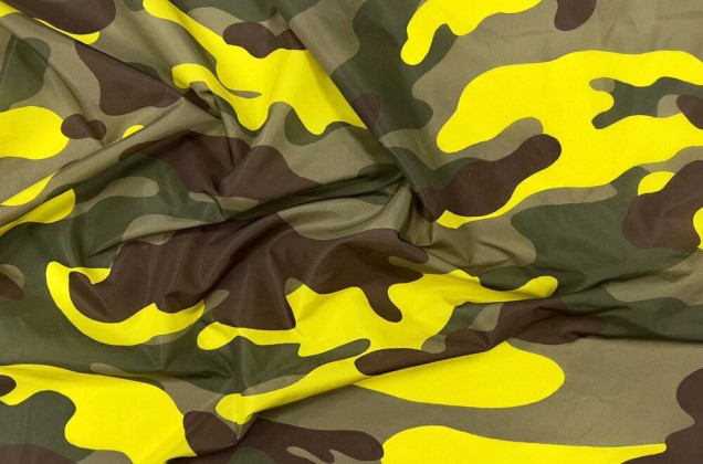 Курточная ткань Moncler, Камуфляж зелено-желтый, Италия