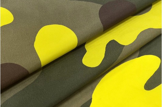 Курточная ткань Moncler, Камуфляж зелено-желтый, Италия