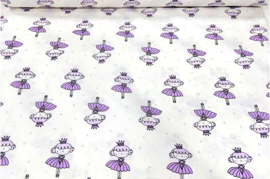 Ранфорс (поплин LUX) 240 см, Принцессы в фиолетовом платье