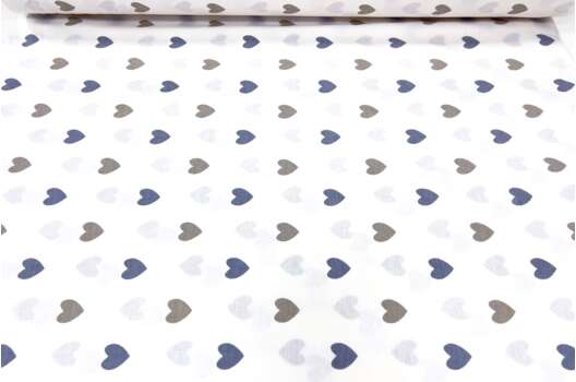 Ранфорс (поплин LUX) 240 см, Сердечки серо-бежевые