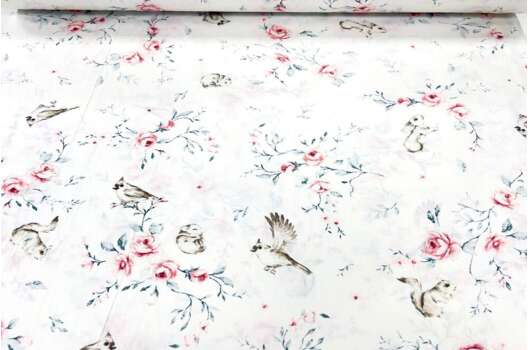 Ранфорс (поплин LUX) 240 см, Розы и лесные обитатели