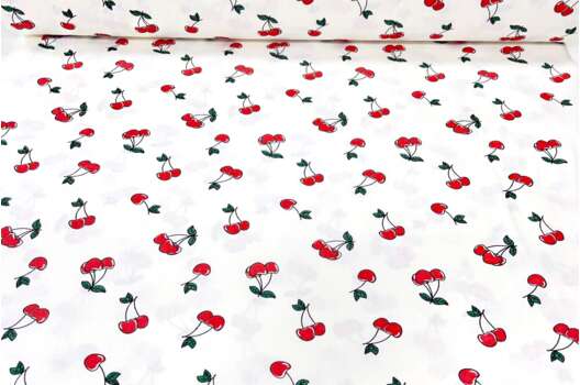 Ранфорс (поплин LUX) 240 см, Вишенки на белом