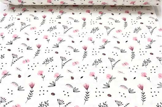Фланель LUX 240 см, Веточки розовые