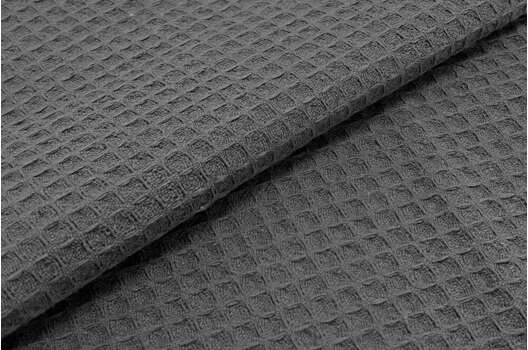 Вафельное полотно, мелкая клетка, темно-серый цвет